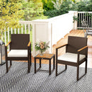 Outsunny 3-Piece Rattan Bistro Set with Acacia Wood Table