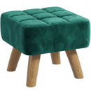 HOMCOM Modern Footstool, Fabric Foot Rest with Rubber Wood Legs, Dark Green