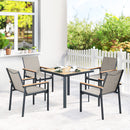 Outsunny 5 Piece Garden Dining Set, Outdoor Table and 4 Chairs, Khaki