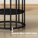 HOMCOM Marble-Effect Round Coffee Table Set Of 2 For Living Room, Black
