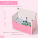 HOMCOM Kids Two-In-One Storage Box and Seat-  White & Pink