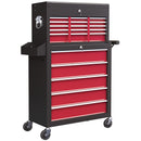 HOMCOM Rolling Tool Chest Lockable Roller Cabinet with with 14 Drawers Red