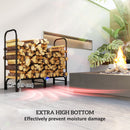 Outsunny 4FT Firewood Rack Holder W/ Canvas Carrier And Oxford Cover, Black