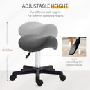 HOMCOM Saddle Stool Adjustable Rolling Salon Chair for Massage Spa Beauty White