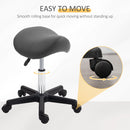 HOMCOM Saddle Stool Adjustable Rolling Salon Chair for Massage Spa Beauty White