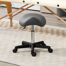 HOMCOM Saddle Stool Adjustable Rolling Salon Chair for Massage Spa Beauty White