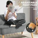 HOMCOM Corduroy Double Sofa W/ Wood Frame Foam Padding High Back, Grey