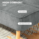 HOMCOM Corduroy Double Sofa W/ Wood Frame Foam Padding High Back, Grey