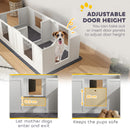 PawHut Whelping Box for Dogs with Whelping Pad, Two Room Design - White