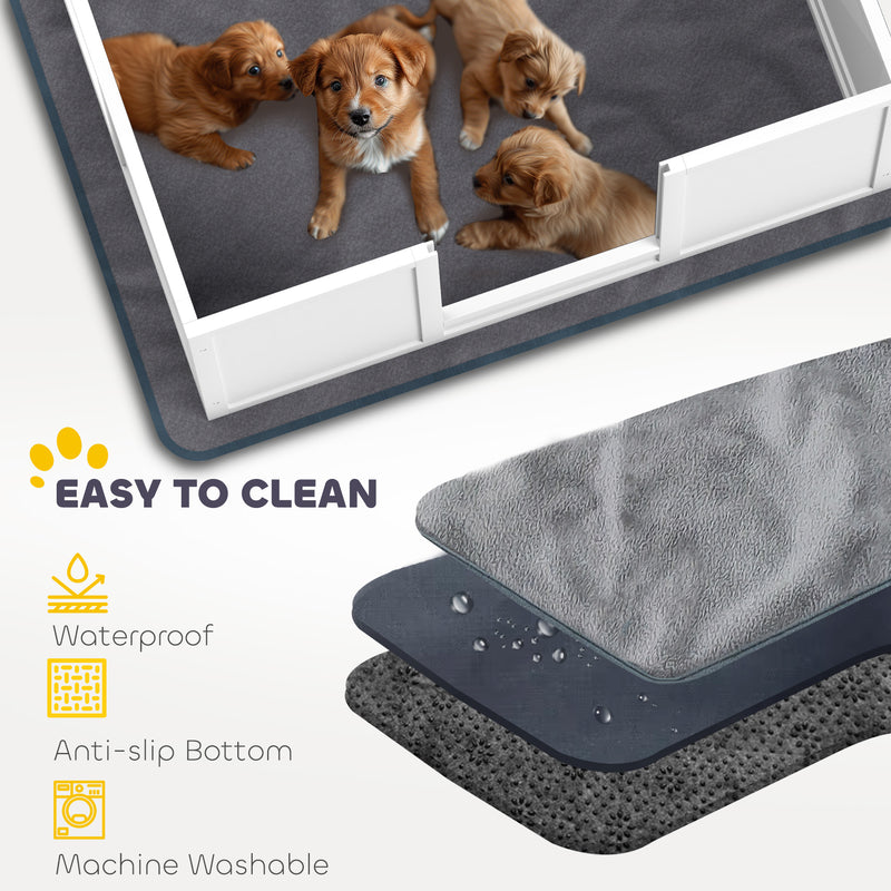 PawHut Whelping Box for Dogs with Whelping Pad, Two Room Design - White