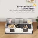 PawHut Whelping Box for Dogs with Whelping Pad, Two Room Design - White