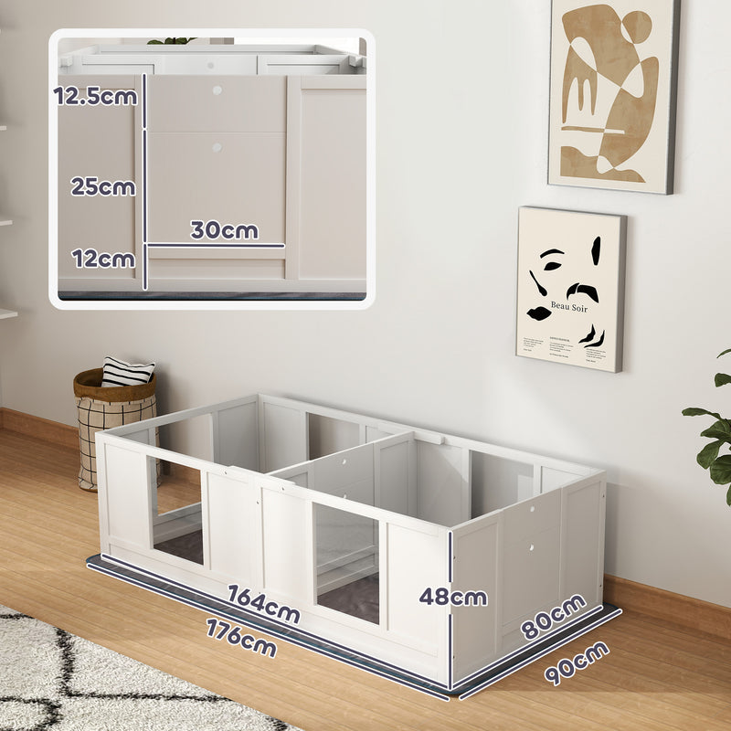 PawHut Whelping Box for Dogs with Whelping Pad, Two Room Design - White