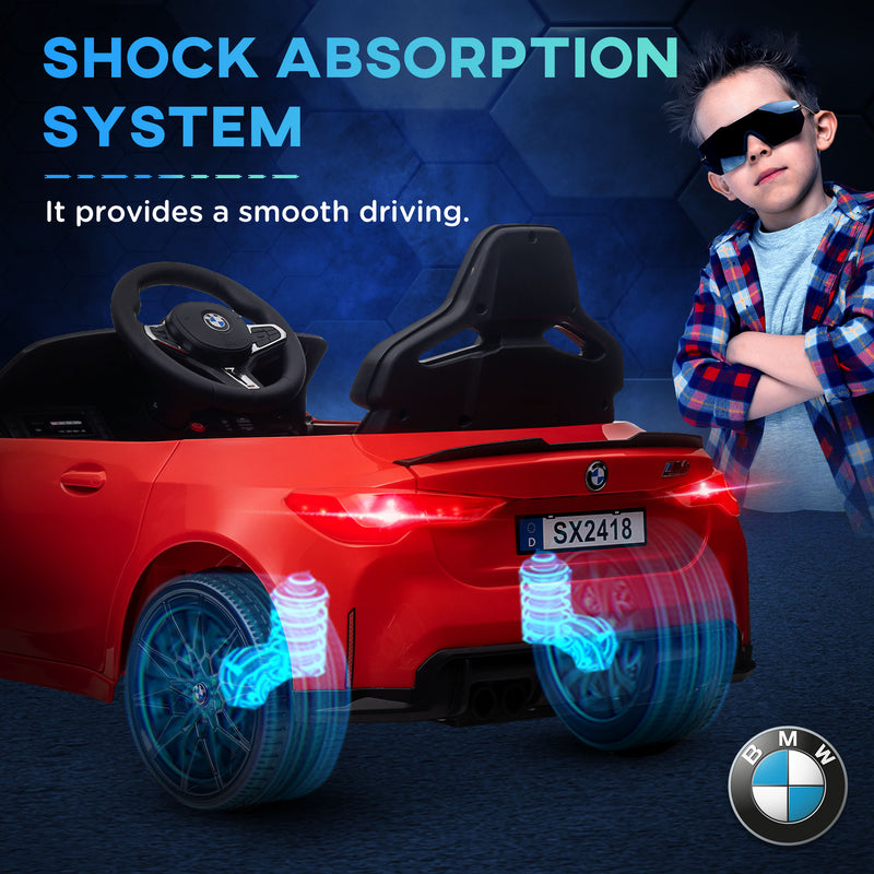 AIYAPLAY 12V Yellow BMW M4 Licensed Kids Electric Car w/ Remote, Suspension