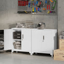 HOMCOM Lockable Metal Filing Cabinet, 2-Tier Storage Cupboard, White