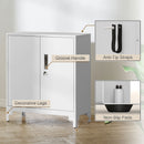 HOMCOM Lockable Metal Filing Cabinet, 2-Tier Storage Cupboard, White