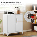 HOMCOM Lockable Metal Filing Cabinet, 2-Tier Storage Cupboard, White