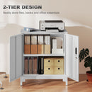 HOMCOM Lockable Metal Filing Cabinet, 2-Tier Storage Cupboard, White