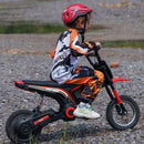 HOMCOM 24V Kids Red Electric Motorbike With Twist Grip Throttle, Music, Horn