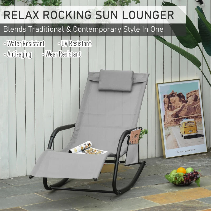 Outsunny Lounger Rocking Chair - Grey