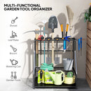 Outsunny Garden Tool Storage Rack, 3-Tier Garden Tool Rack with 11 Hooks