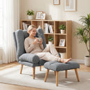 HOMCOM Recliner With Footstool, Reclining Chair With Adjustable Back, Grey