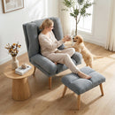 HOMCOM Recliner With Footstool, Reclining Chair With Adjustable Back, Grey
