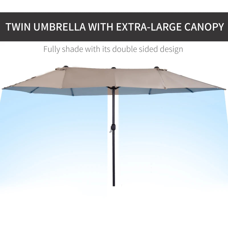 Outsunny 4.6m Double-Sided Patio Parasol Sun Umbrella-Tan