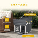 PawHut Rabbit Hutch Indoor Outdoor w/ Top Handle, Openable Roof - Grey