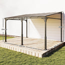 Outsunny 4 x 3 m Metal Lean-to Hardtop Gazebo, Wall-Mounted Pergola