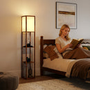 HOMCOM 4 Layer Column Standing Lamp with USB Ports, Rustic Brown
