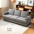 HOMCOM 3 Seater Sofa, Fabric Sofa with USB Ports and Cup Holders,