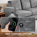 HOMCOM 3 Seater Sofa, Fabric Sofa with USB Ports and Cup Holders,