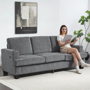 HOMCOM 3 Seater Sofa, Fabric Sofa with USB Ports and Cup Holders,