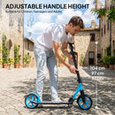 HOMCOM Folding Kick Scooter For 14+ W/ Adjustable Height, Blue