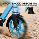 HOMCOM Folding Kick Scooter For 14+ W/ Adjustable Height, Blue
