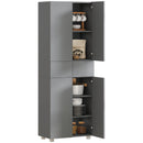 HOMCOM Kitchen Cupboard Storage Cabinet Push Open Doors and Drawers, Grey