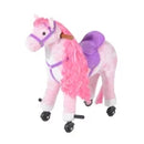 HOMCOM Children's  Walking Horse W/Sound-Pink