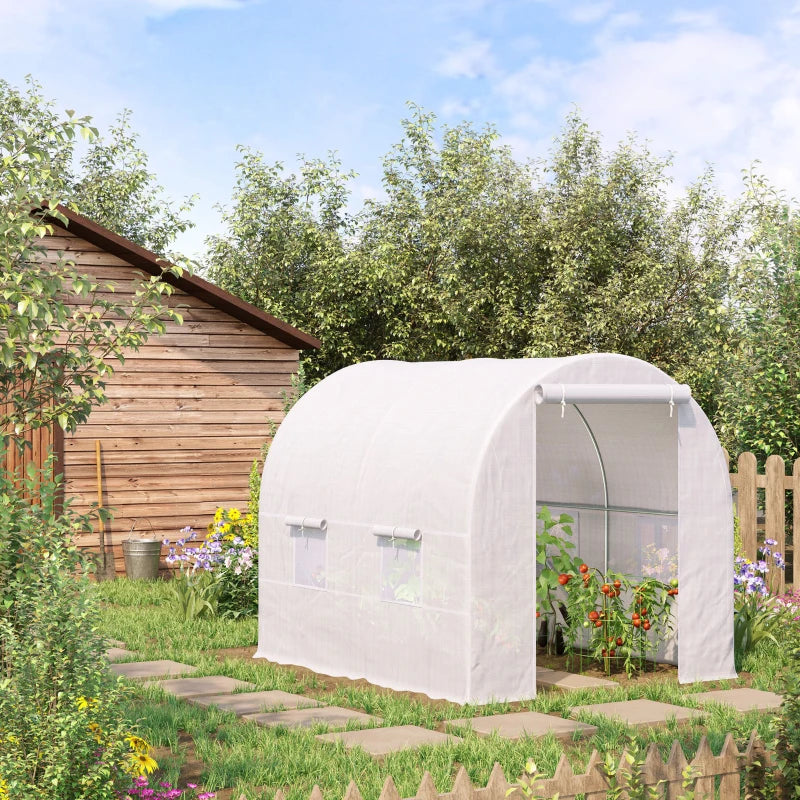 Outsunny Greenhouse Polytunnel 2.5 x 2 x 2 m - White