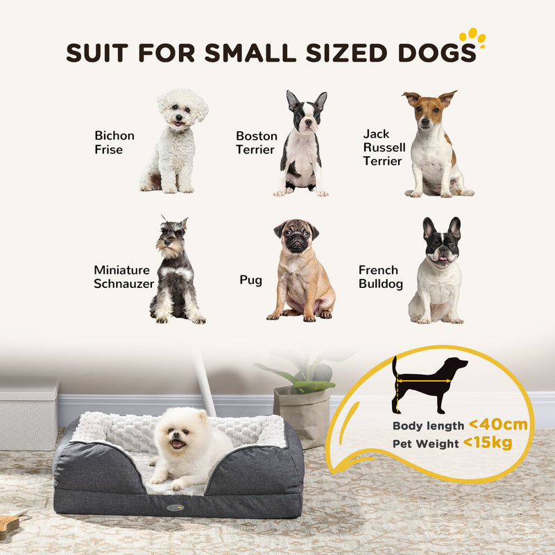 PawHut Dog Bed Calming Pet Bed Dog Mattress For Small Dogs - Charcoal Grey/Brown