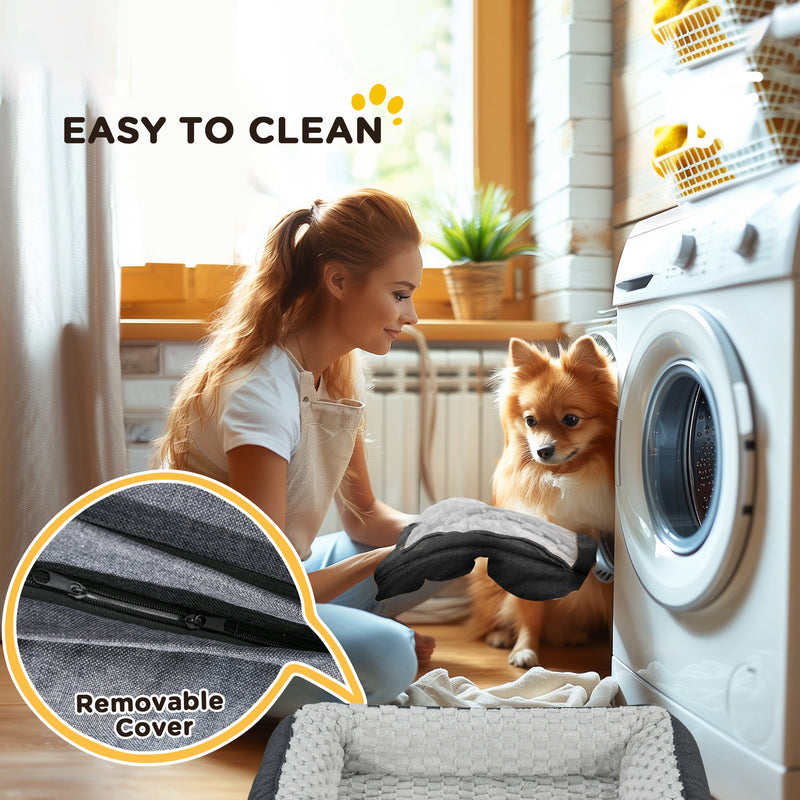 PawHut Dog Bed Calming Pet Bed Dog Mattress For Small Dogs - Charcoal Grey/Brown