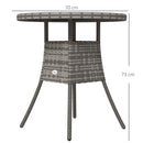 Outsunny Outdoor PE Rattan Dining Table w/ Wood-plastic Composite Top, Natural