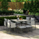 Outsunny 8 Seater Garden Dining Set, Cube Garden Furniture With Cushions