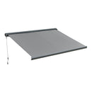 Outsunny 3.5x3m LED Light Full Cassette Case Electric Awning Door Window Sun Shade Patio Canopy Retractable W/ Remote Grey