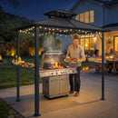 Outsunny 2.5 x 1.5 m Hardtop BBQ Grill Gazebo with Double Roof, Brown