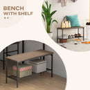 HOMCOM Dining Table And Chairs Set Of 4 With 2 Chairs Bench For Kitchen Grey/Natural Wood Finish