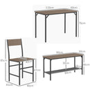 HOMCOM Dining Table And Chairs Set Of 4 With 2 Chairs Bench For Kitchen Grey/Natural Wood Finish