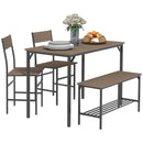 HOMCOM Dining Table And Chairs Set Of 4 With 2 Chairs Bench For Kitchen Grey/Natural Wood Finish