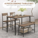 HOMCOM Dining Table And Chairs Set Of 4 With 2 Chairs Bench For Kitchen Grey/Natural Wood Finish