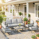 Outsunny Aluminium Garden Furniture Sofa Set With Olefin Cushions, Dark Grey