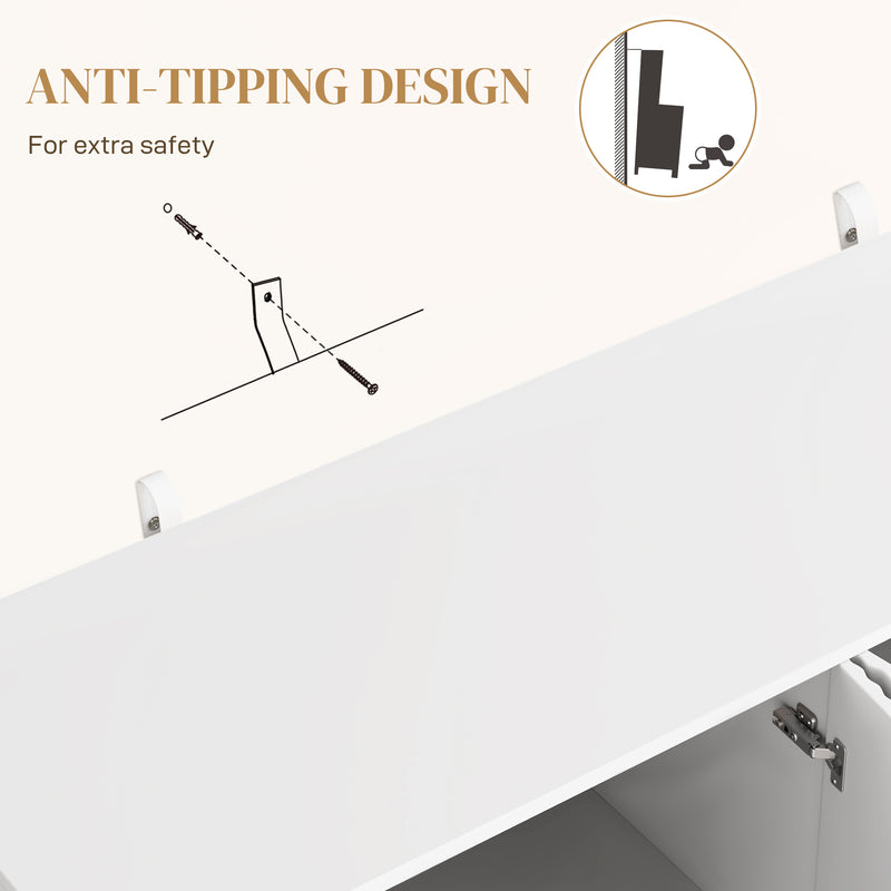 HOMCOM Sideboard Buffet Cabinet with Adjustable Shelves, White